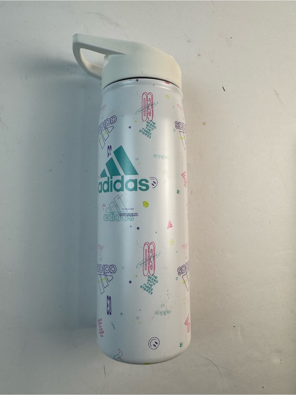 adidas White Multi-Logo Stainless Bottle